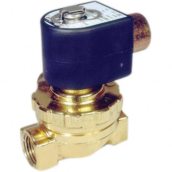 Parker - 24/60 VAC 1/2" NPT Port Brass Two-Way Internally Piloted Diaphragm Solenoid Valve - First Tool & Supply