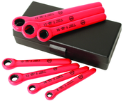 Insulated 7 Piece Metric Ratchet Wrench Set 8.0; 10.0; 12.0; 13.0; 14.0; 17.0; 19.0mm in Storage Case - First Tool & Supply