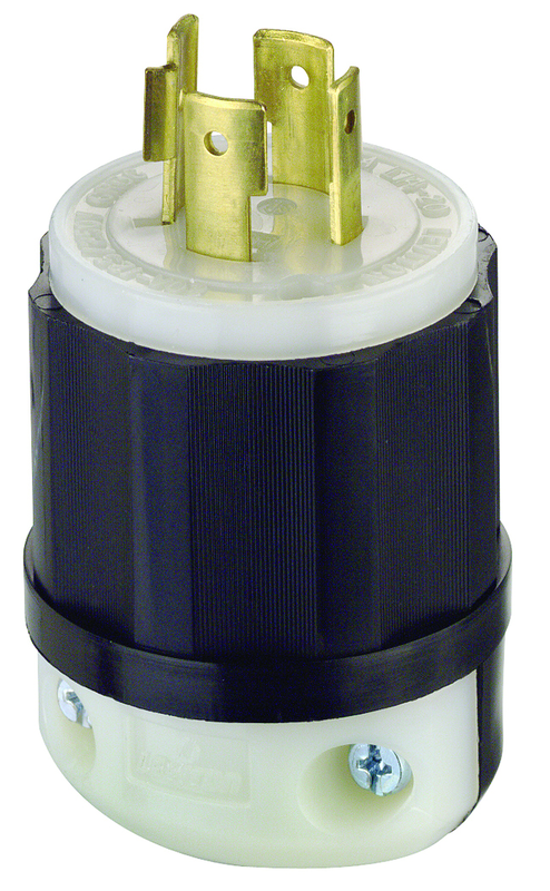 20 Amp; 125/250 Volt; NEMA L14-20P; 3P; 4W; Locking Plug; Industrial Grade; Grounding - Black-White - First Tool & Supply