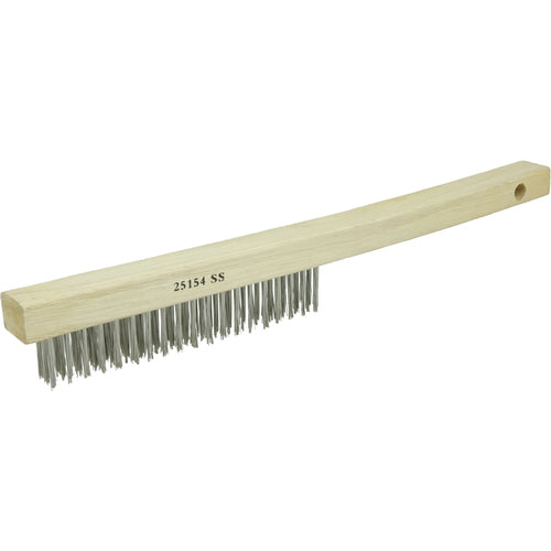 Vortec Pro Hand Wire Scratch Brush, .012 Stainless Steel Fill, Curved Handle, 3 × 19 Rows - First Tool & Supply