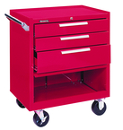 3-Drawer Roller Cabinet w/ball bearing Dwr slides - 35'' x 18'' x 27'' Red - First Tool & Supply