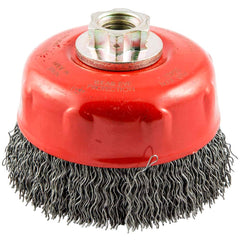 Norton - 4" Diam 5/8-11 Threaded Arbor Carbon Steel Fill Cup Brush - First Tool & Supply