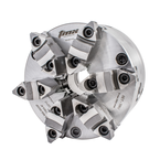 6-Jaw SET-TRU Forged Steel Body Scroll Chuck with Two-Piece Hard Reversible Jaws, Flat Back,20" - First Tool & Supply