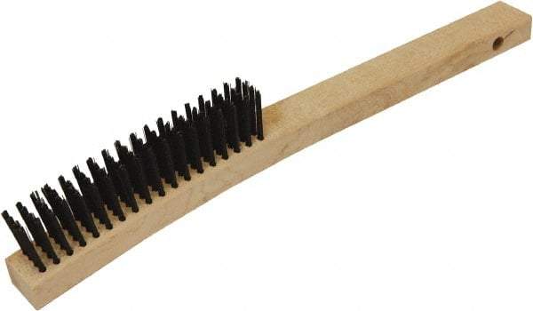 O-Cedar - 18 Rows, Steel Wire Brush - 10" Brush Length, 14" OAL, 1-1/8" Trim Length, Wood Curved Handle - First Tool & Supply