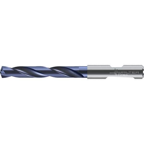 Walter-Titex - 9.9mm 140° Solid Carbide Jobber Drill - TiAlN Finish, Right Hand Cut, Spiral Flute, Round with Flats Shank, 103mm OAL - First Tool & Supply