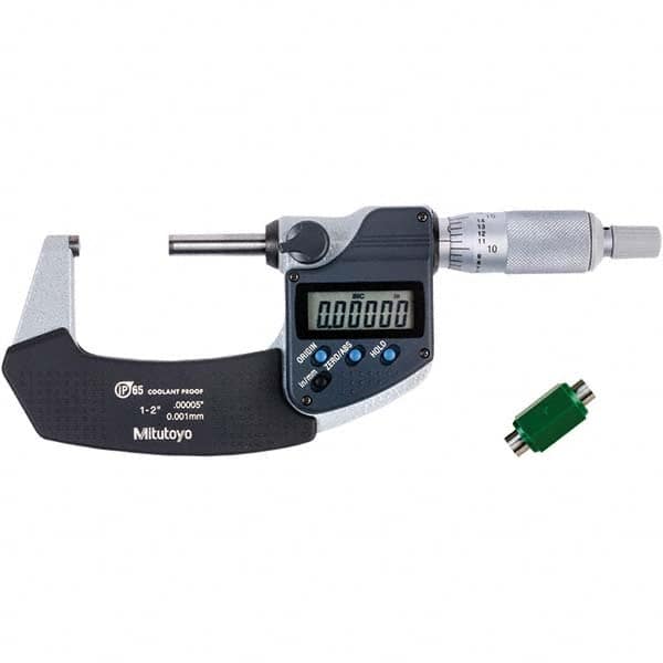 Mitutoyo - Electronic Outside Micrometers Type: Coolant-proof Minimum Measurement (Decimal Inch): 1.0000 - First Tool & Supply