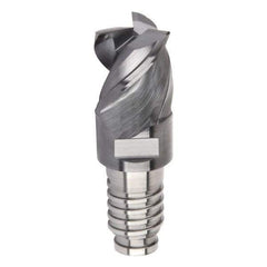 Kennametal - 10mm Diam, 7.5mm LOC, 3 Flute, 0.4mm Corner Radius End Mill Head - Solid Carbide, AlTiN Finish, Duo-Lock 10 Connection, Spiral Flute, 42, 45 & 48° Helix, Centercutting - First Tool & Supply