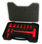 Insulated 1/4" Inch T-Handle Socket Set Includes Socket Sizes: 3/16; 7/32; 1/4; 9/32; 5/16; 11/32; 3/8; 7/16; 1/2; 9/16 and T Handle In Storage Box. 11 Pieces - First Tool & Supply