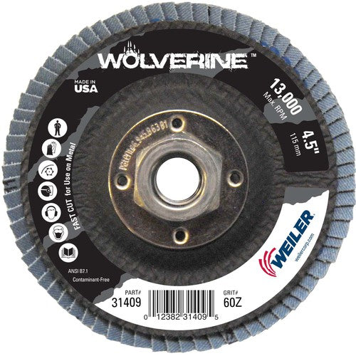 4-1/2″ Vortec Pro Abrasive Flap Disc, Flat, Phenolic Backing, 60Z, 5/8″-11 UNC Nut - First Tool & Supply