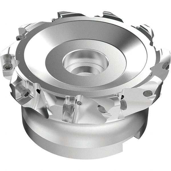 Seco - 10 Inserts, 87mm Cutter Diam, 1.8mm Max Depth of Cut, Indexable High-Feed Face Mill - 32mm Arbor Hole Diam, 0.5669" Keyway Width, 50mm High, R220.21-LP09 Toolholder, LPKT09 Inserts, Series High Feed - First Tool & Supply