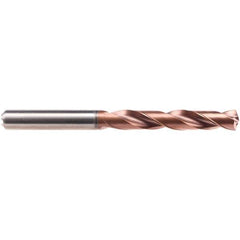 Emuge - 8.45mm 140° Solid Carbide Jobber Drill - AlCrN Finish, Right Hand Cut, Spiral Flute, Cylindrical Shank, 103mm OAL, Four Facet Point - First Tool & Supply