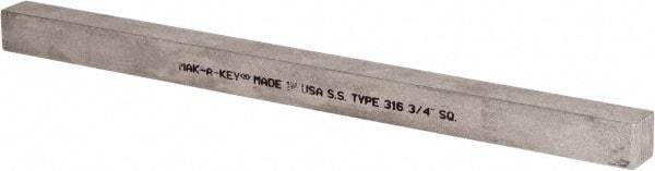 Made in USA - 12" Long x 3/4" High x 3/4" Wide, Undersized Key Stock - Type 316 Stainless Steel - First Tool & Supply