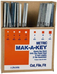 Made in USA - 12" Long, Key Stock Assortment - 18-8 Stainless Steel - First Tool & Supply