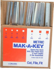 Made in USA - 12" Long, Zinc-Plated Key Stock Assortment - C1045 Steel - First Tool & Supply