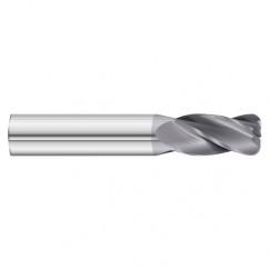 4mm Dia. x 50mm Overall Length 4-Flute 1mm C/R Solid Carbide SE End Mill-Round Shank-Center Cut-TiAlN - First Tool & Supply