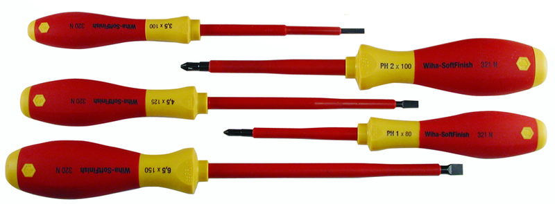 Insulated Slotted Screwdriver 3.0; 4.5; 6.5mm & Phillips # 1 & # 2. 5 Piece Set - First Tool & Supply