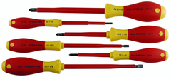 Insulated Slotted Screwdriver 3.4; 4.5; 6.5mm & Phillips # 1; 2 & 3. 6 Piece Set - First Tool & Supply
