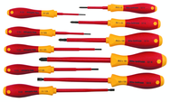 Insulated Slotted Screwdriver 2.0; 2.5; 3.0; 3.5; 4.5; 6.5mm & Phillips #0; 1; 2; 3. 10 Piece Set - First Tool & Supply