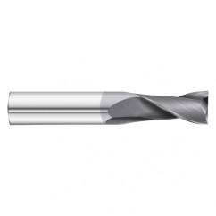 22mm Dia. x 100mm Overall Length 2-Flute Square End Solid Carbide SE End Mill-Round Shank-Center Cut-TiAlN - First Tool & Supply