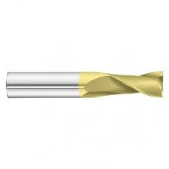 15/32 Dia. x 3 Overall Length 2-Flute Square End Solid Carbide SE End Mill-Round Shank-Center Cut-TiN - First Tool & Supply