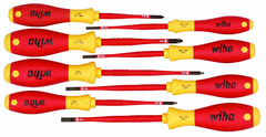 Insulated Slim Integrated Insulation 8 Piece Screwdriver Set Slotted 3.5; 4; 4.5; 5.5; Phillips #1 & 2; Square #1 & 2 - First Tool & Supply