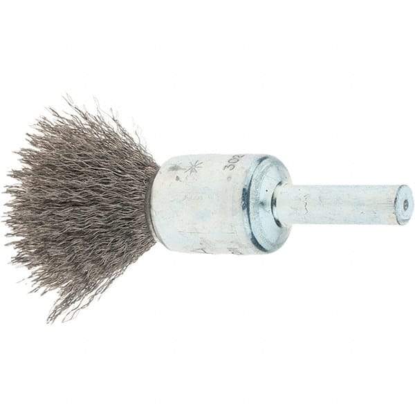 Tru-Maxx - 1/2" Brush Diam, Crimped, Flared End Brush - 1/4" Diam Steel Shank, 25,000 Max RPM - First Tool & Supply