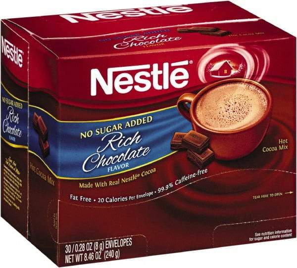 Nestle - No-Sugar-Added Hot Cocoa Mix Envelopes, Rich Chocolate, 0.28 oz Packet, 30/Box - First Tool & Supply