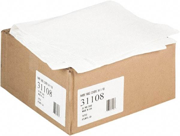 Tatco - Paper Table Cover, Embossed, with Plastic Liner, 54" x 108", White, 20/Carton - First Tool & Supply