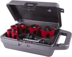 M.K. MORSE - 8 Piece, 3/4" to 2-1/4" Saw Diam, Plumber's Hole Saw Kit - Bi-Metal, Toothed Edge, Pilot Drill Model No. MAPD301, Includes 2 Hole Saws - First Tool & Supply