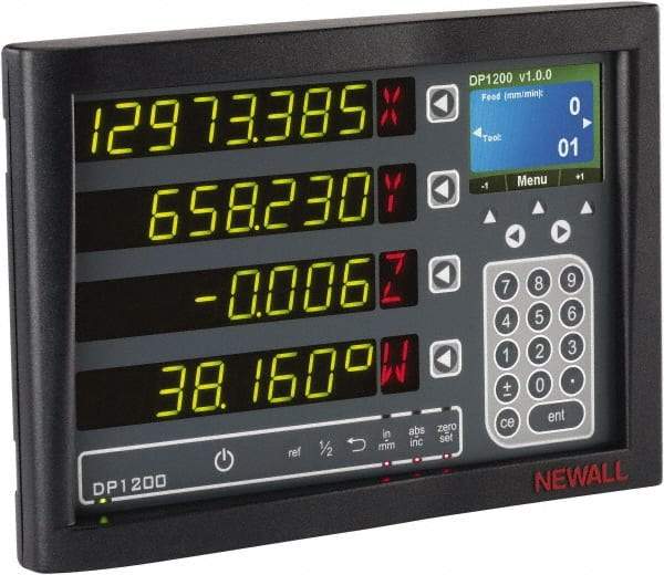 Newall - 2 Axis, 16" X-Axis Travel, 120" Z-Axis Travel, Lathe DRO System - 5µm/10µm Resolution, 10µm Accuracy, Digital Display - First Tool & Supply