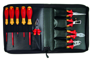 10 Piece - Insulated Pliers; Cutters; Wire Stripper; Slotted & Phillips Screwdrivers in Zipper Case - First Tool & Supply