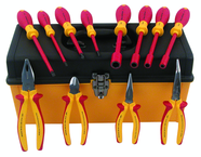 12 Piece - Insulated Pliers; Cutters; Slotted & Phillips Screwdrivers; Nut Drivers in Tool Box - First Tool & Supply