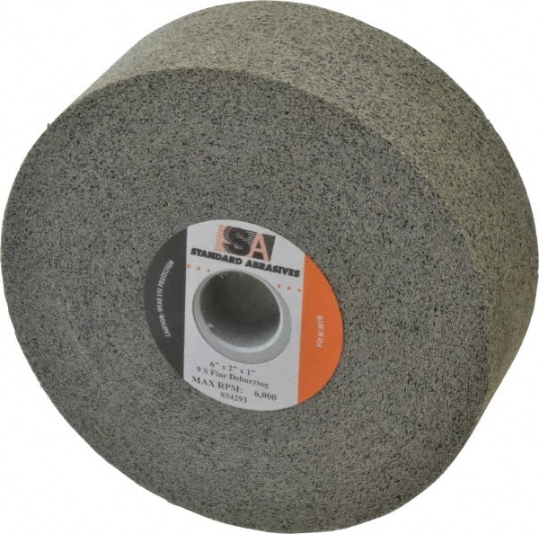 Standard Abrasives - 6" Diam, 1" Center Hole, Fine Grade, Silicon Carbide Deburring Wheel - First Tool & Supply