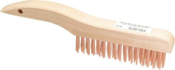 Ampco - 4 Rows x 16 Columns Bronze Shoe Handle Wire Brush - 10" OAL, 1-1/8" Trim Length, Wood Shoe Handle - First Tool & Supply