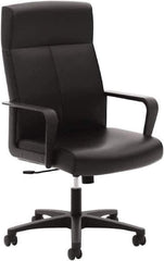 Basyx - 47" High Executive High Back Leather Chair - 25" Wide x 26-1/2" Deep, Soft Leather Seat, Black - First Tool & Supply