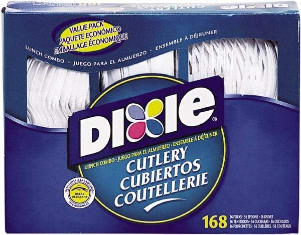 Dixie - Combo Pack, Tray with Plastic Utensils, 56 Forks, 56 Knives, 56 Spoons - White - First Tool & Supply