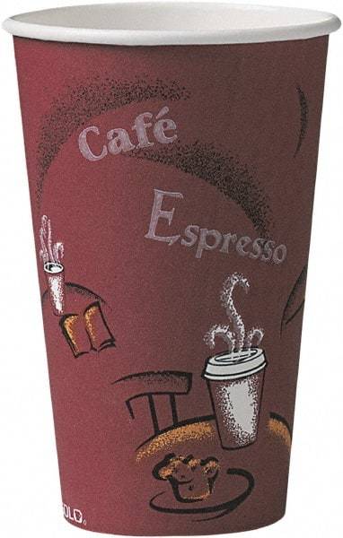 Solo - Bistro Design Hot Drink Cups, Paper, 16 oz, 300/Carton - Maroon - First Tool & Supply