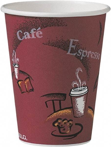 Solo - Bistro Design Hot Drink Cups, Paper, 12 oz, 300/Carton - Maroon - First Tool & Supply