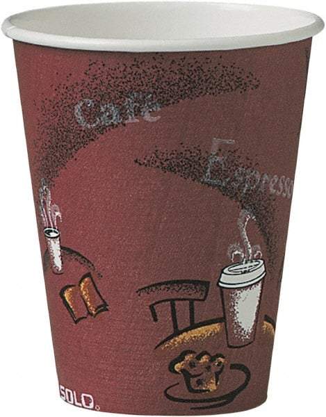 Solo - Bistro Design Hot Drink Cups, Paper, 8 oz, 500/Carton - Maroon - First Tool & Supply