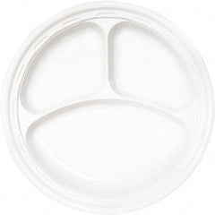 DART - Famous Service Plastic Dinnerware, Plate, 3-Comp, 10-1/4" Diam - White - First Tool & Supply