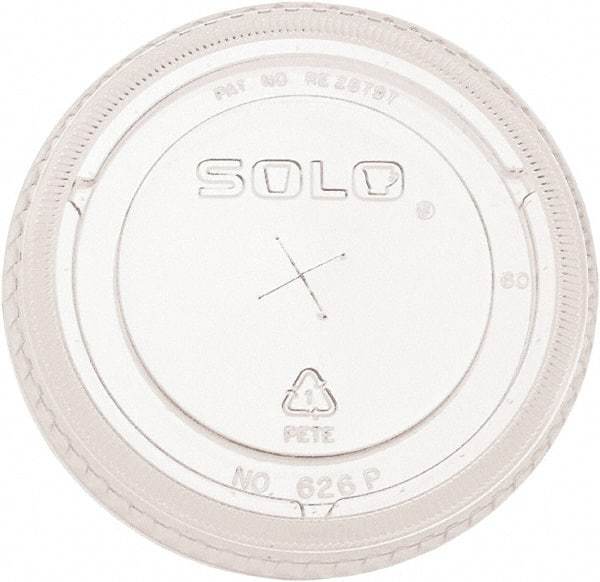 Solo - PETE Flat Straw-Slot Cold Cup Lids, Fits 16-24 oz, 100/Pack, 10 Packs/Carton - Clear - First Tool & Supply