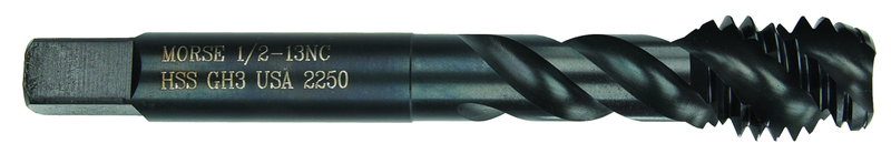 1-3/4-5 Dia. - GH7 - 6 FL - Premium HSS - Black Oxide-Semi Bottoming Oversize +.0035 Shear Tap - First Tool & Supply