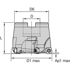 Kennametal - 6 Inserts, 63mm Cutter Diam, 1.5mm Max Depth of Cut, Indexable High-Feed Face Mill - 22mm Arbor Hole Diam, 40mm High, 7792VXD09 Toolholder, XD..090408 Inserts, Series 7792VX - First Tool & Supply