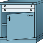 Bench-Standard Cabinet - 2 Drawers - Base Shelf - Adjustable Shelf - Lockable Swing Door - 30 x 28-1/4 x 33-1/4" - Multiple Drawer Access - First Tool & Supply