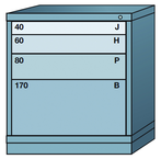 32.25 x 28.25 x 30'' (4 Drawers) - Pre-Engineered Modular Drawer Cabinet Bench Height (88 Compartments) - First Tool & Supply