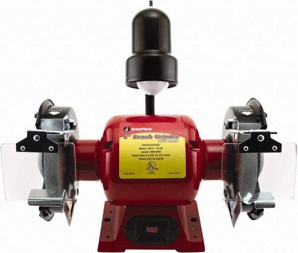 Value Collection - 6" Wheel Diam x 3/4" Wheel Width, 1/3 hp Bench Grinder - 1 Phase, 3,400 Max RPM, 120 Volts - First Tool & Supply