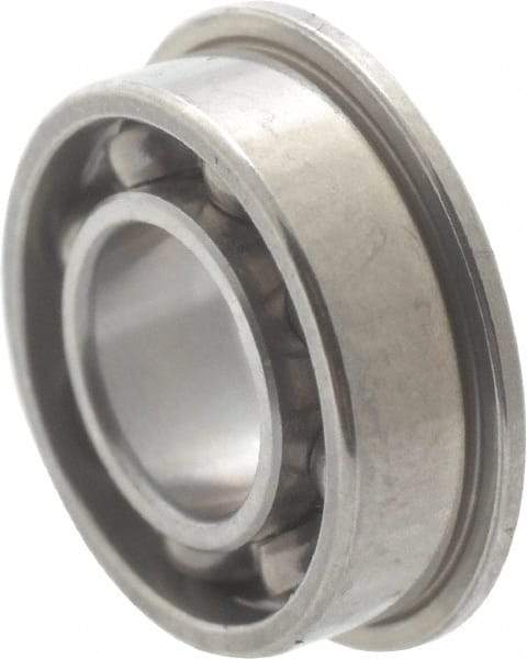 Value Collection - 3/32" Bore Diam, 5/16" OD, Open Miniature Radial Ball Bearing - 7/64" Wide, With Flange, 1 Row, Round Bore, 40 Lb Static Capacity, 124 Lb Dynamic Capacity - First Tool & Supply