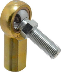 Made in USA - 7/16" ID, 1-1/8" Max OD, 4,300 Lb Max Static Cap, Female Spherical Rod End with Stud - 7/16-20 RH, Steel with Bronze Raceway - First Tool & Supply