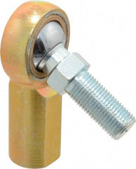 Made in USA - 1/2" ID, 1-5/16" Max OD, 6,700 Lb Max Static Cap, Female Spherical Rod End with Stud - 1/2-20 RH, Steel with Bronze Raceway - First Tool & Supply