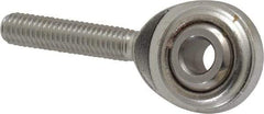 Made in USA - 3/16" ID, 5/8" Max OD, 912 Lb Max Static Cap, Plain Male Spherical Rod End - 10-32 RH, Stainless Steel with Stainless Steel Raceway - First Tool & Supply